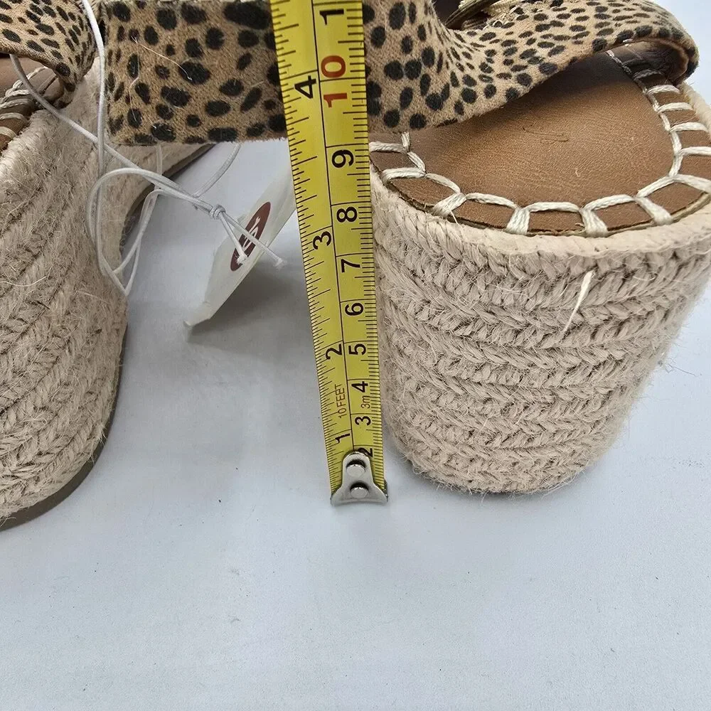 Size 10 Universal Thread Morgan Leopard Print Espadrille Wedge Woven Heel 3in